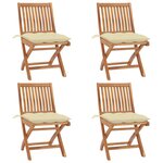 vidaXL Chaises pliables de jardin avec coussins lot de 4 Teck solide