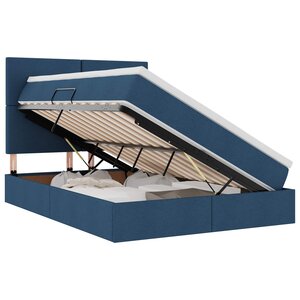 vidaXL Lit de rangement LED avec matelas Bleu 140 x 200 cm Tissu