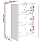 vidaXL Meuble TV mural Chêne fumé 59 5 x 31 x 80 cm Bois d'ingénierie