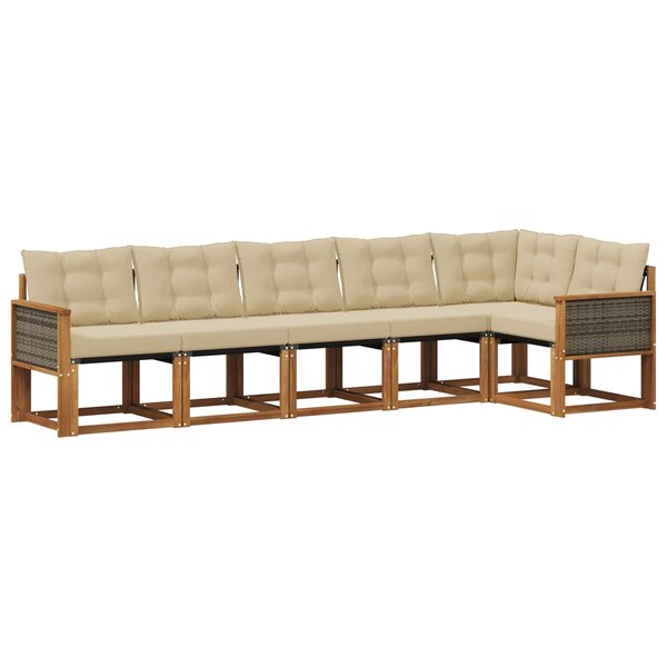 vidaXL Ensemble de canapés d'extérieur 6 Pièces Naturel et Beige