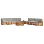 vidaXL Ensemble de canapés d'extérieur 9 Pièces Gris Naturel et Clair