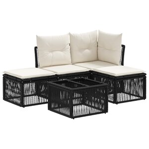 vidaXL Ensemble de canapé de jardin 5 pc Noir polyrotin