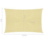 vidaXL Voile d'ombrage 160 g/m² Beige 2x2 5 m PEHD