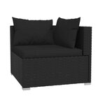 vidaXL Salon de jardin 4 Pièces avec coussins Résine tressée Noir