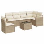 vidaXL Salon de jardin avec coussins 7 Pièces beige résine tressée