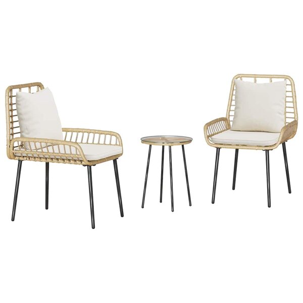 vidaXL Ensemble de salle à manger pour jardin 3 Pièces Marron Noir Crème