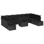 vidaXL Ensemble de canapé de jardin 11 Pièces Noir Poly rotin