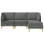 vidaXL Canapé modulaire avec rangement 4 Pièces Gris foncé Tissu