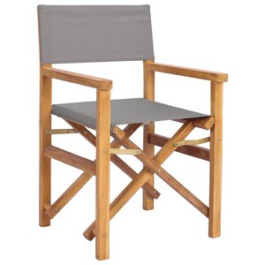 vidaXL Chaise de directeur Marron et gris clair Bois de teck massif