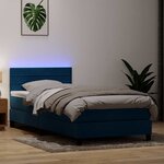 vidaXL Sommier à lattes de lit et matelas et LED bleu foncé 90x210 cm velours