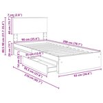 vidaXL Lit de Rangement Gris béton 90 x 200 cm Bois d'ingénierie