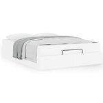 vidaXL Cadre de lit avec matelas Blanc pur 160 x 200 cm Faux cuir