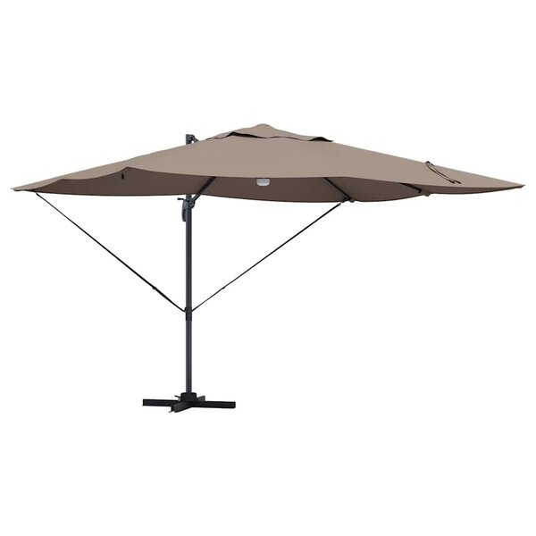 vidaXL Parasol Roma à Bras Déporté Taupe et Noir 352 x 251 x 265 cm