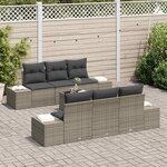 vidaXL Ensemble de canapé de jardin 7 Pièces Gris Poly rotin