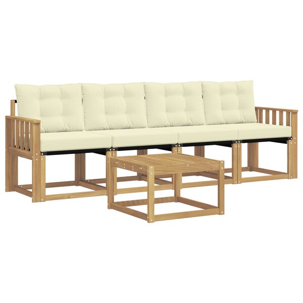 vidaXL Ensemble de canapés d'extérieur 5 Pièces Blanc et crème
