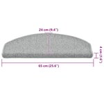 vidaXL Tapis d'escalier 30 pièces 65 x 24 x 4 cm Gris clair Demi-rond Grand