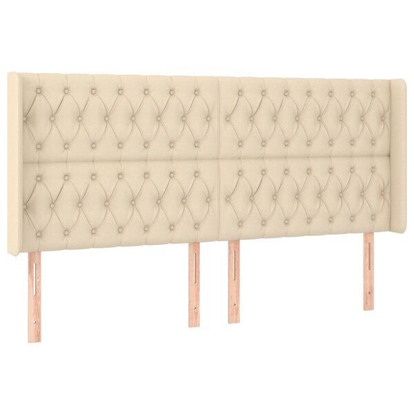 vidaXL Tête de lit avec oreilles Crème 203x16x118/128 cm Tissu