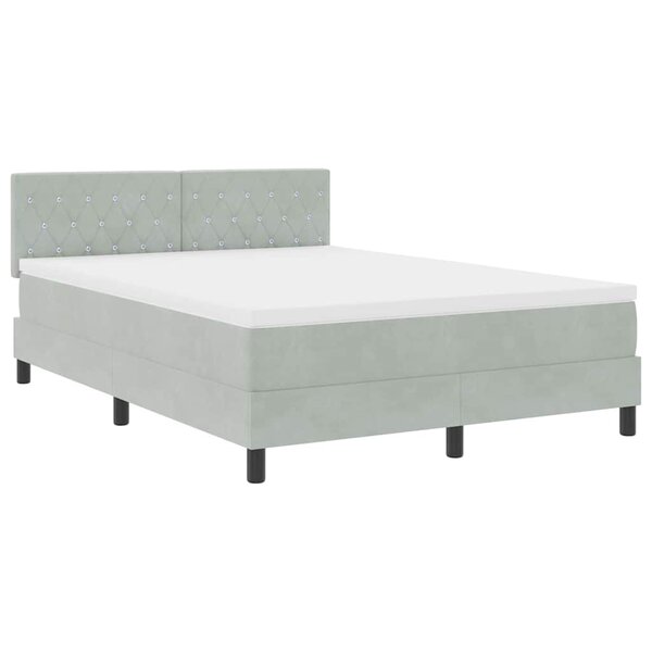 vidaXL Lit à ressorts avec matelas Gris clair 140 x 200 cm tissu