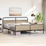 vidaXL Cadre de lit en métal sans matelas chêne fumé 193x203 cm