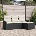 vidaXL Ensemble de canapé de jardin 4 Pièces Noir  blanc Poly rotin
