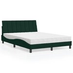 vidaXL Lit avec matelas Hanko vert foncé 140x200 cm velours