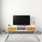 vidaXL Meuble TV Blanc 120 x 35 x 35 cm Pin massif