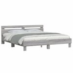 vidaXL Cadre de lit avec tête de lit et LED sonoma gris 160x200 cm