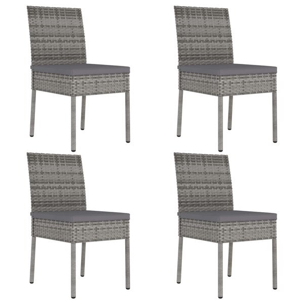 vidaXL Chaises à manger de jardin lot de 4 Résine tressée Gris