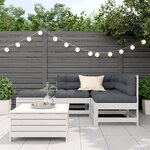 vidaXL Salon de jardin 5 Pièces avec coussins blanc bois massif de pin