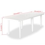 vidaXL Table de jardin Blanc 210 x 96 x 72 cm Plastique