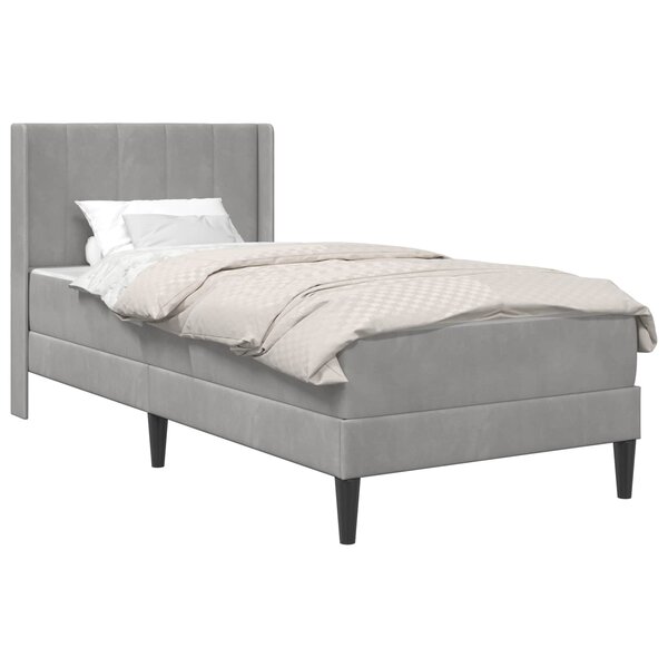vidaXL Cadre de lit avec matelas Gris clair 100 x 200 cm Velours