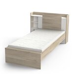 Lit enfant LIFE 90 x 190/200 - Rangements - chêne et blanc