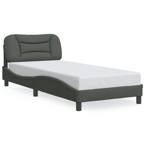 vidaXL Cadre de lit avec LED sans matelas gris foncé 90x190 cm tissu