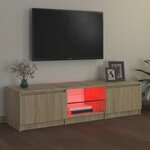 vidaXL Meuble TV avec lumières LED chêne sonoma 140x40x36 cm