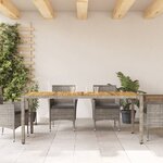 vidaXL Table de jardin et dessus en bois d'acacia gris résine tressée