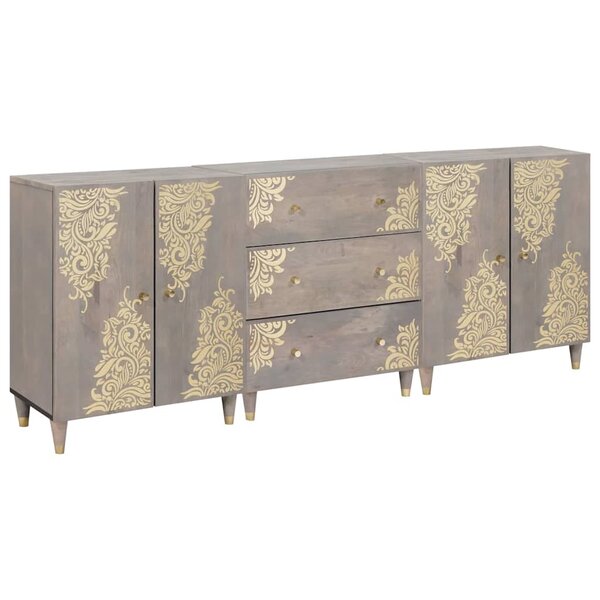 vidaXL Ensemble de Meubles de Salle de Bain 3 Pièces Gris et or