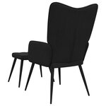 vidaXL Chaise de relaxation avec tabouret Noir Tissu