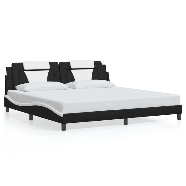vidaXL Cadre de lit Viana sans matelas noir et blanc 200x200 cm similicuir
