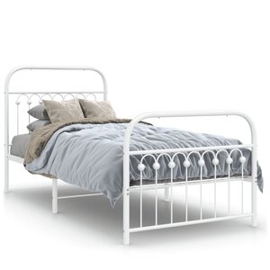 vidaXL Cadre de lit métal sans matelas avec pied de lit blanc 90x200cm