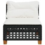 vidaXL Canapé de jardin sans accoudoirs coussins noir résine tressée