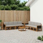 vidaXL Ensemble de canapés d'extérieur 7 Pièces Naturel et gris clair
