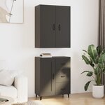 vidaXL Buffet haut Noir 69 5x34x180 cm Bois d'ingénierie