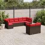 vidaXL Salon de jardin avec coussins 9 Pièces marron résine tressée