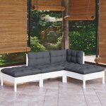 vidaXL Salon de jardin 4 Pièces avec coussins bois de pin massif