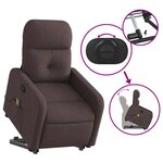 vidaXL Fauteuil inclinable de massage Marron foncé Tissu