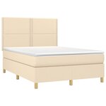 vidaXL Sommier à lattes de lit avec matelas Crème 140x200 cm Tissu