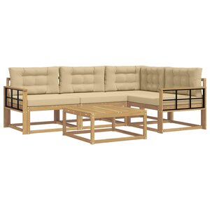 vidaXL Ensemble de canapés d'extérieur 5 Pièces Blanc et Beige