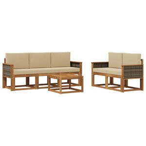 vidaXL Ensemble de canapés d'extérieur avec coussin 6 Pièces Naturel