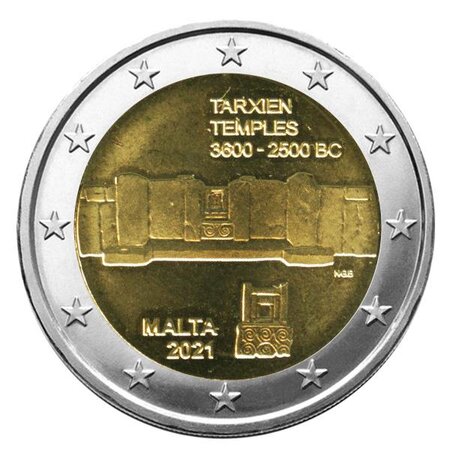 Pièce 2€ commémorative 2021 : malte (temples de tarxien)