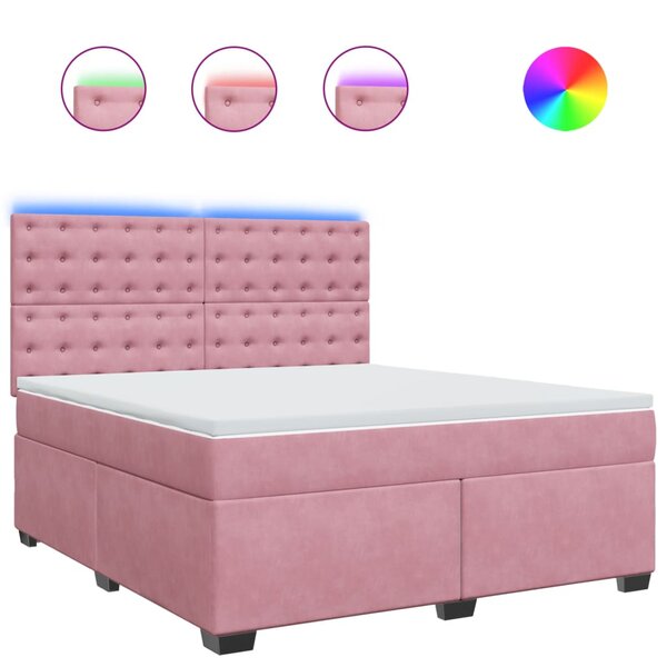 vidaXL Sommier à lattes de lit avec matelas Rose 180x200 cm Velours